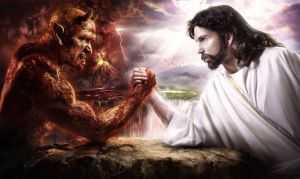 Jesus battles devil